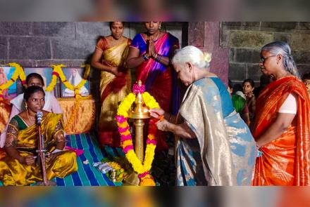 Ma Rekha Davey Didi inaugurating Deepa Puja at Kanyakumari