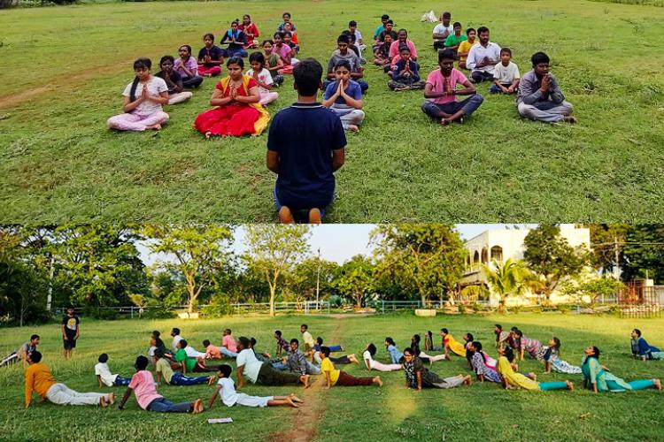 Yoga session in Samskar Varga Prashikshan Shibir