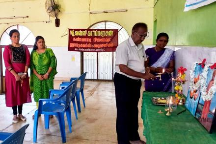 Lighting the lamp at Free Eye Check-up Camp at Valliyur