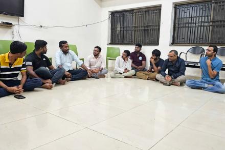 Kendra karyakarthas interacting with IISc Bengaluru students and staff