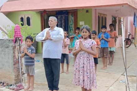 Yoga session in Samskarvarga at Anjaneya Nagar