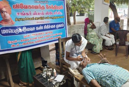 Patient undergoing eye check-up in Free Eye Check-up Camp at Tirunelveli