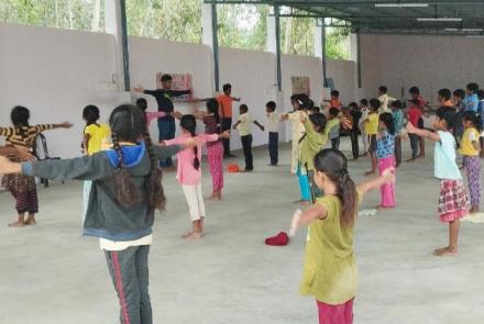 Yoga session in Samskar Varga at Hanumanalu