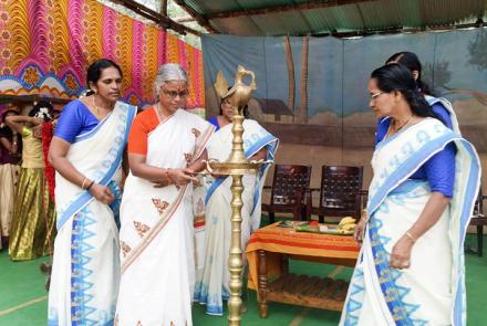 Lighting the lamp during Gita Jayanti at Thiruvananthapuram