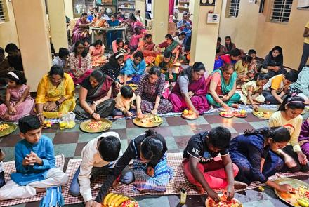 Puja during Karthika Deepotsava at Hebbal