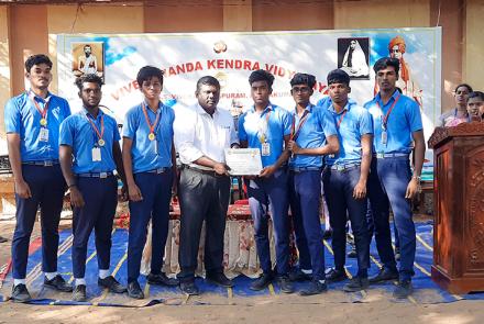 The Chief Guest honouring the winners during sports day