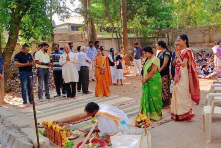 Bhumi Puja for New Stage Construction at VKV Kallubalu