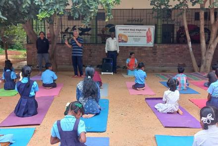 International Day of Yoga Celebration at Government School in JP Nagar