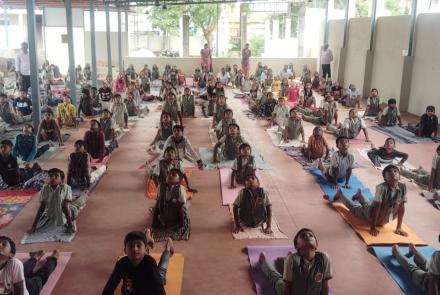 International Day of Yoga Celebration at Sharada Shikshana Samste in Hanumanalu